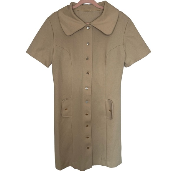 Vintage Dresses & Skirts - 🍄Vintage 1960’s Union Label Beige Button Front Dress Size L